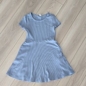 Girls' Light Blue Ribbed Swing Dress